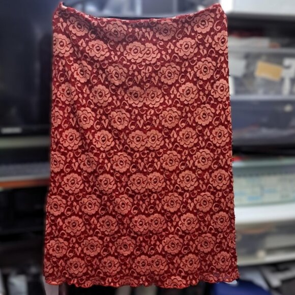 Lot of 2 M/L Top [New] Skirt [US Made] - Puff LS Lace Rose Design Blouse & Skirt - Picture 4 of 6